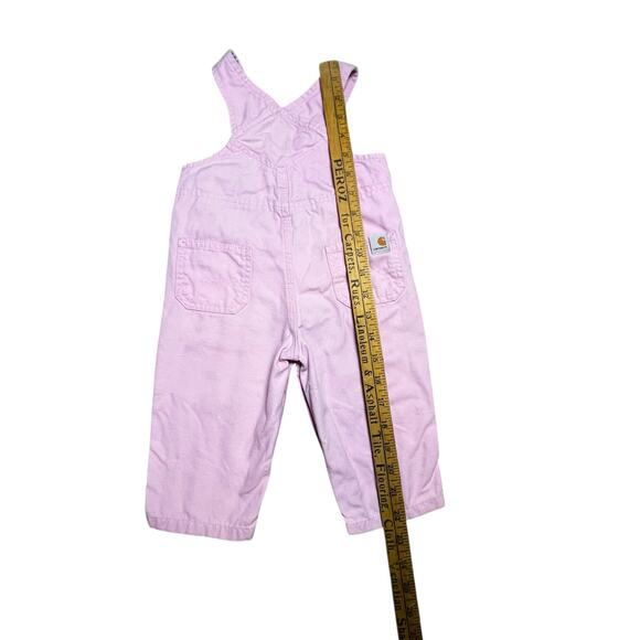 Carhartt pink baby girls floral bib overalls embroidered baby girl size 9 months - Picture 4 of 8